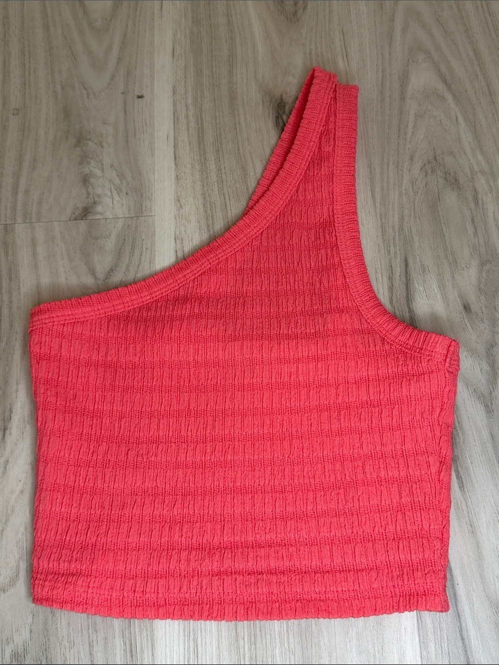 American Eagle One-Shoulder Textured Crop Top - Coral Pink size Xxs
